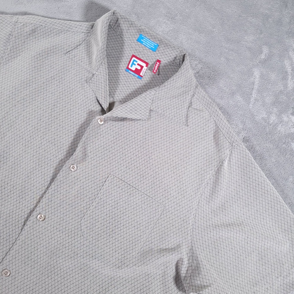 Fireflite Shirt Mens XL Gray Diamond Geometric Camp Collar Short Sleeve Casual